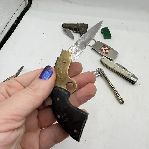 vintage Novelty Pocket Knife Knives Devil Girl Scout Gun Mini Revolver Purina - Picture 7 of 16